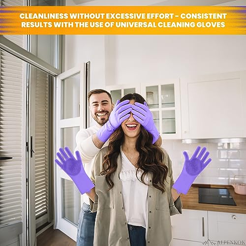 Durable Silicone Dish Scrub Gloves for Women Bristle-Driven Cleaning