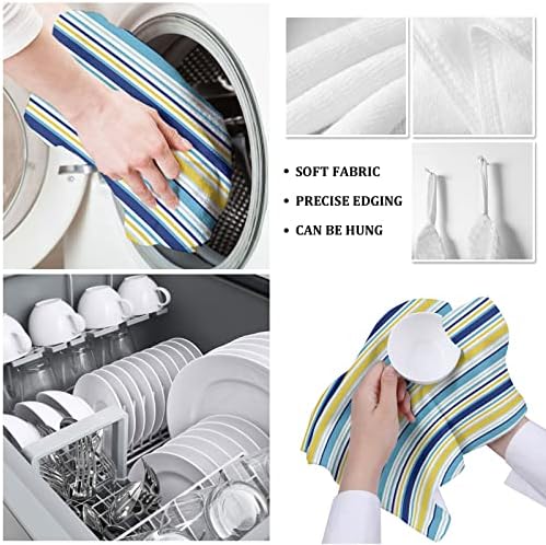 Perfect Kitchen Essentials Yellow Blue Stripe Microfiber Towels