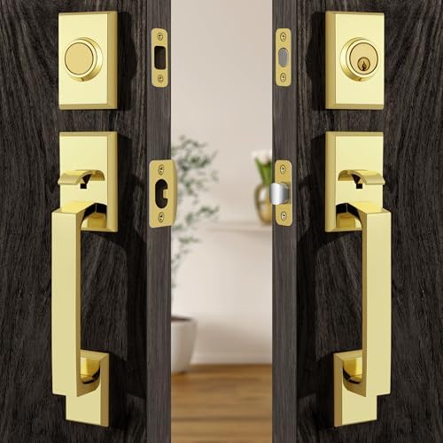 Moquin Double Front Door Lock Set - Polished Brass