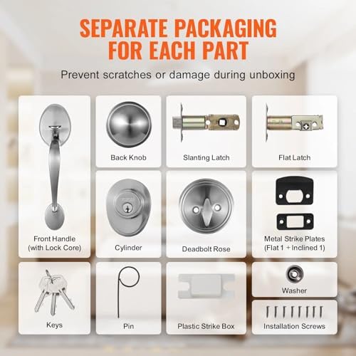 Adjustable SATIN Nickel Front Door Lock Set Durable Installable