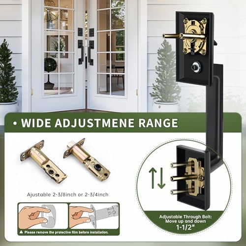 Moquin Double Front Door Lock Set Matte Black Heavy Duty