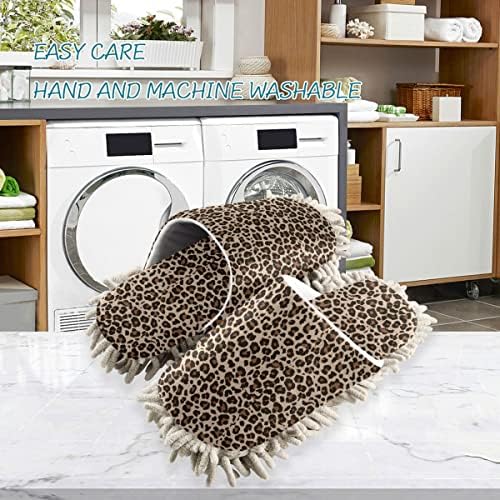 Leopard Slippers for Women - Washable Floor Cleaning Mops