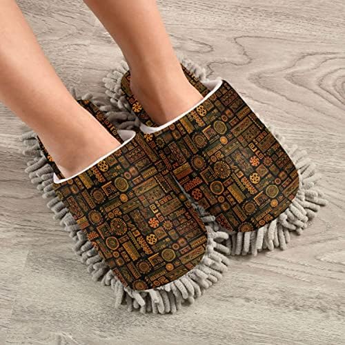Ethnic Handmade Ornament Mop House Slippers for Floor Cleaning