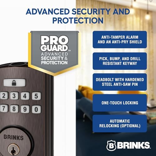 Brinks Smart Door Lock with Fingerprint Keypad Tuscan Bronze
