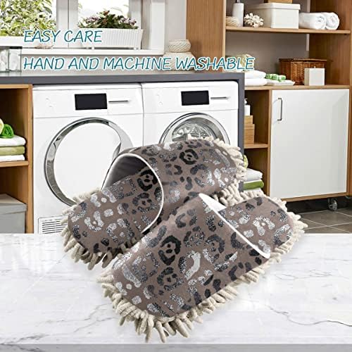 DOMIKING Leopard Mop Slippers for Floor Cleaning