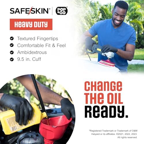 SAFESKIN Heavy Duty Nitrile Disposable Latex Free Gloves