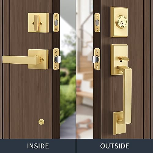 Gaurqiah Brushed Gold Handle Set Satin Brass