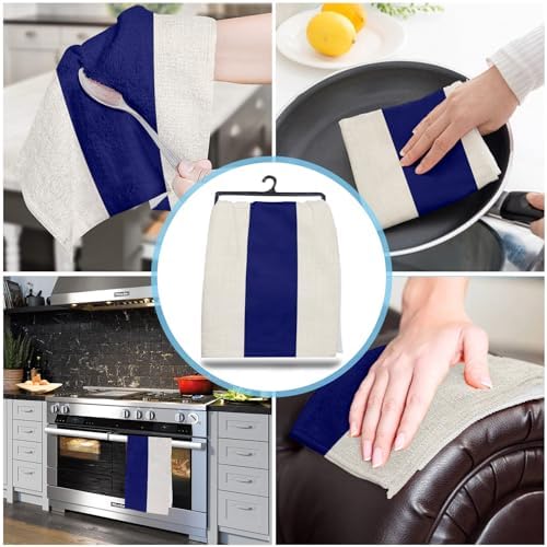Christmas Navy Blue Kitchen Towels Absorbent Microfiber Dish Cloths Rustic Geometric Stripes