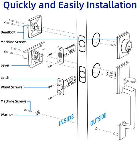 Adjustable Front Door Entry Door Lock Handle Set Modern Satin Nickel