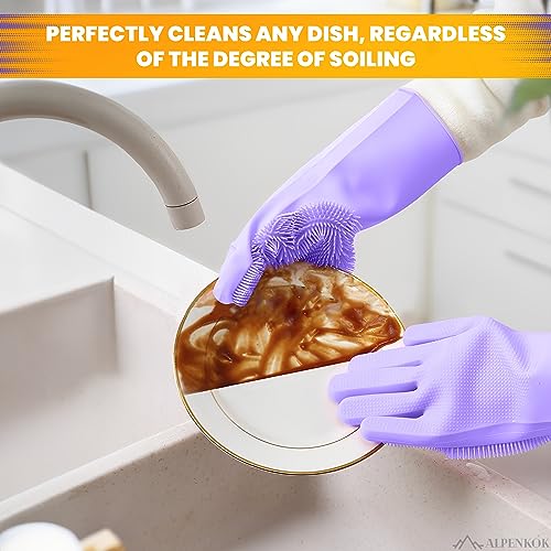 Durable Silicone Dish Scrub Gloves for Women Bristle-Driven Cleaning