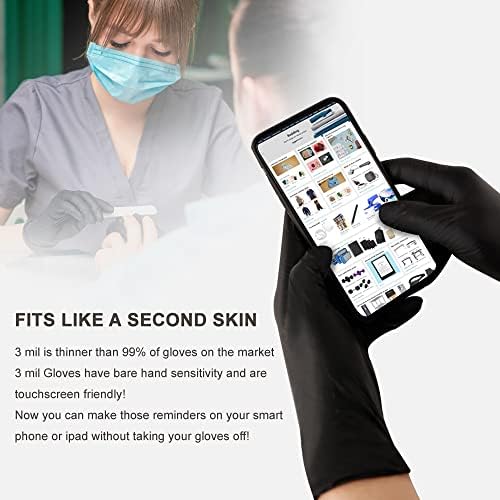 AGAG Nitrile Gloves Experience Black Cooking Gloves 100PCs 5mil Ultra Strong Cleaning Gloves