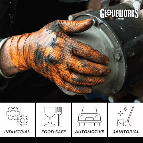 HD Orange Nitrile Gloves for Mechanics straight to your door