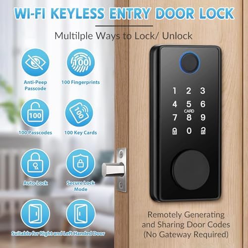 MDHAND Smart Fingerprint Deadbolt Lock Keyless Entry Front Door Security