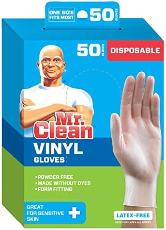 Mr Clean Disposable Vinyl Gloves 50-Count Soft and Durable