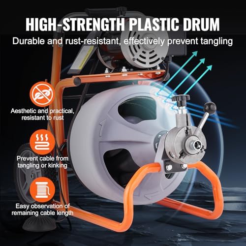 VEVOR Drain Cleaner Machine 75FT Auto Feed with 8 Cutters 1