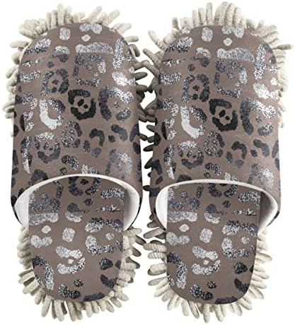 DOMIKING Leopard Mop Slippers for Floor Cleaning