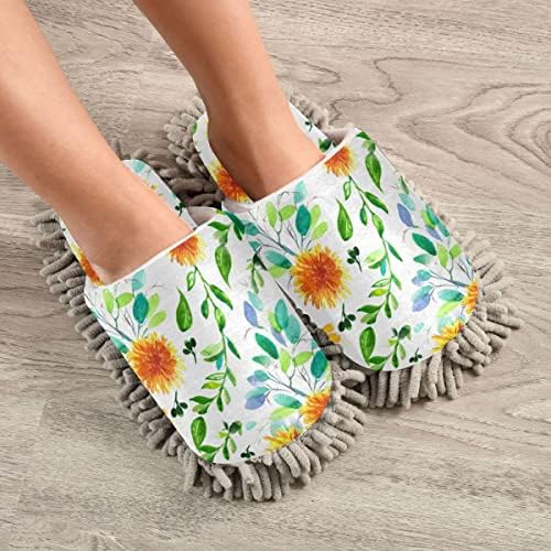 DOMIKING Dandelion Flowers Mop Slippers for Floor Cleaning