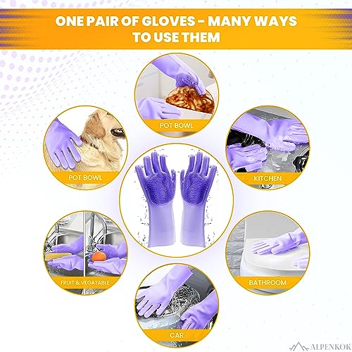 Durable Silicone Dish Scrub Gloves for Women Bristle-Driven Cleaning