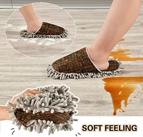 Ethnic Handmade Ornament Mop House Slippers for Floor Cleaning