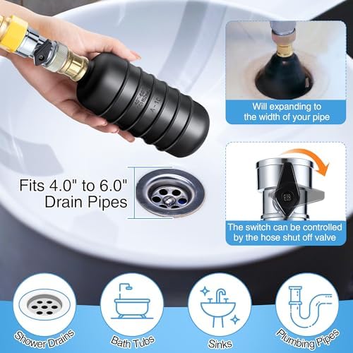 Enhon Drain Cleaning Bladder with Shut Off Valve 4-6 Inch