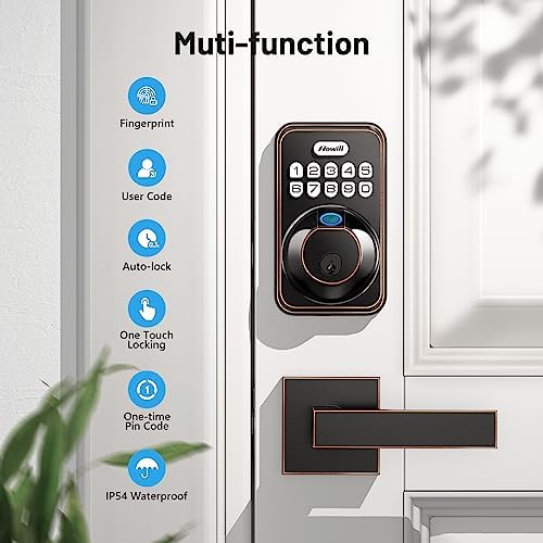 Zowill Fingerprint Door Lock Set - Biometric Entry System with 2 Handles