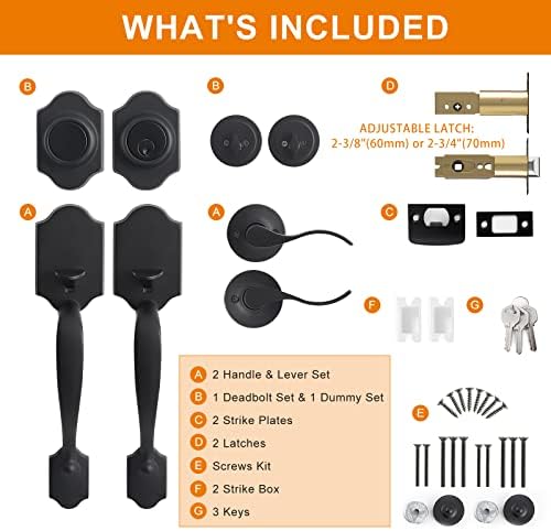 Natsukage Matte Black Double Door Handle Set 1