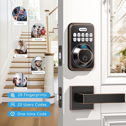 Zowill Fingerprint Door Lock Set - Biometric Entry System with 2 Handles