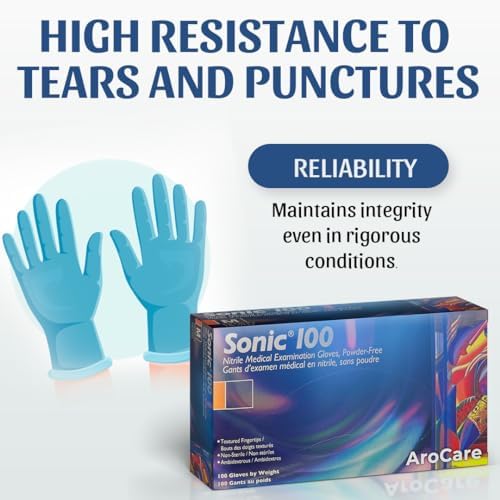 AroCare Blue Nitrile Gloves Durable and Latex-Free 4 Mil