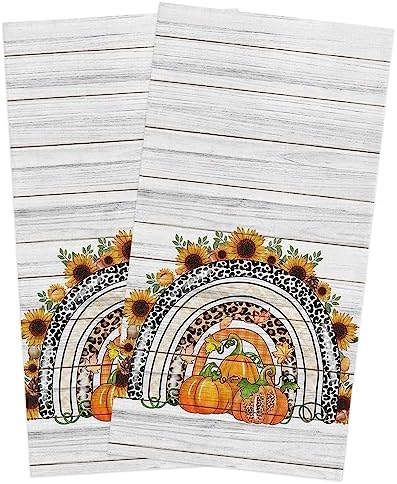 ZOE GARDEN Leopard Printed Pumpkins Kitchen Towels Set of 2