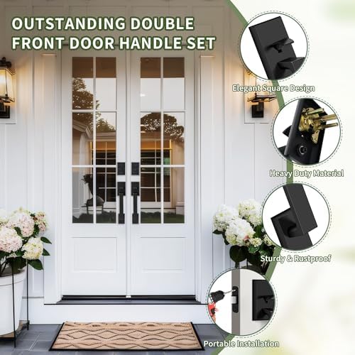 Moquin Double Front Door Lock Set Matte Black Heavy Duty