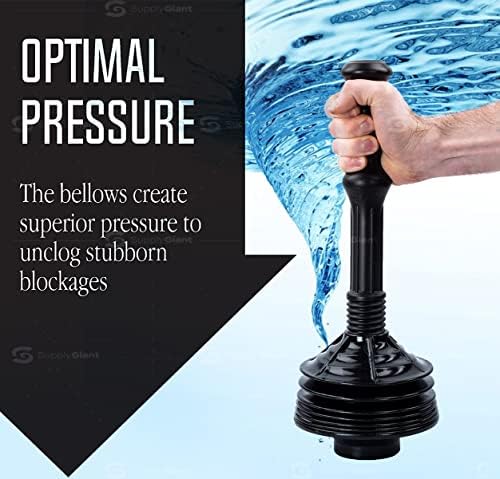 SU3227 Toilet Plunger from Supply Giant Large Bellows for Powerful Unclogging