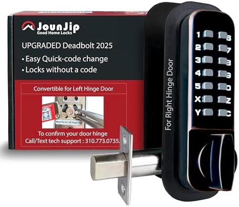 JOUNJIP Keyless Deadbolt - Secure Front Door Lock Without Passcode