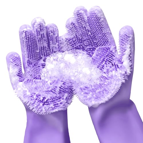 Durable Silicone Dish Scrub Gloves for Women Bristle-Driven Cleaning