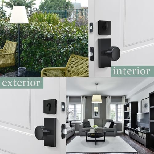Matte Black Door Knob with Deadbolt Lock Set for paso