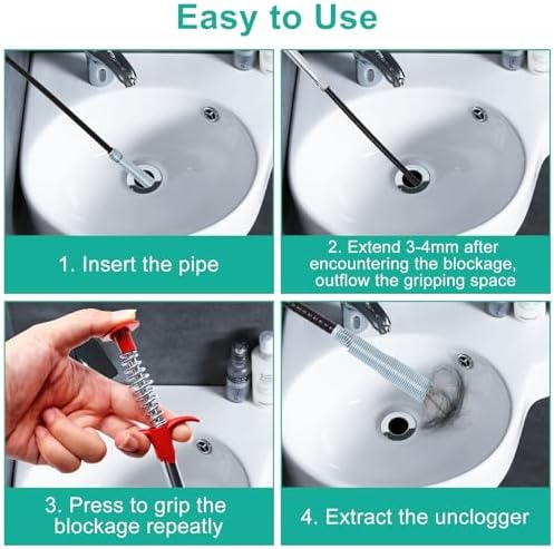 Fast-acting Drain Snake Clog Remover for Kitchen Bathroom More