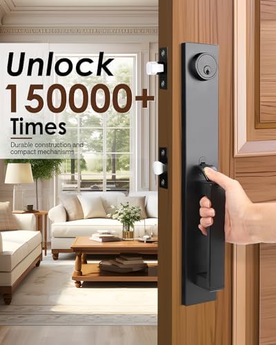 Modern Exterior Door Handle Set Matte Black