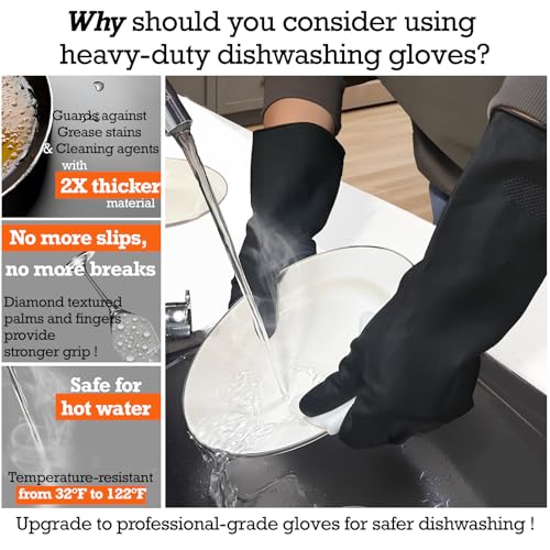Exprosiflux Heavy-Duty thick rubber gloves for Kitchen and Bathroom Cleaning