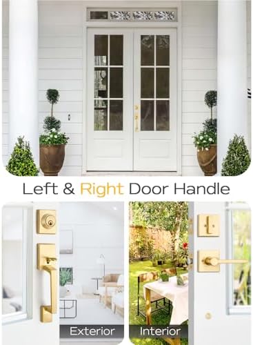 EHOMEWARE Gold Front Door Handle Set
