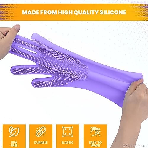 Durable Silicone Dish Scrub Gloves for Women Bristle-Driven Cleaning