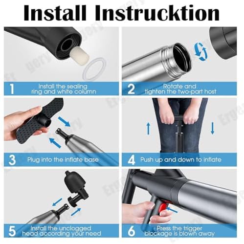 Ergery Pneumatic Floor Drain Unclogging Tool