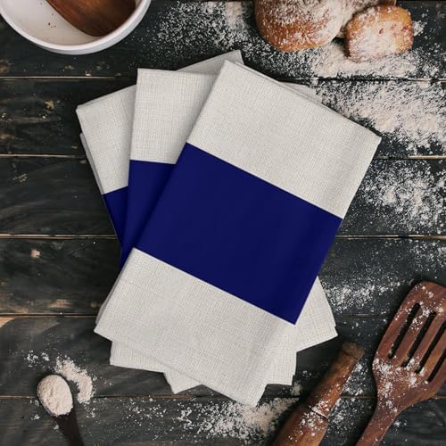 Christmas Navy Blue Kitchen Towels Absorbent Microfiber Dish Cloths Rustic Geometric Stripes