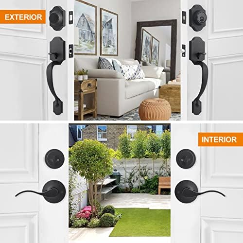 Natsukage Matte Black Double Door Handle Set 1