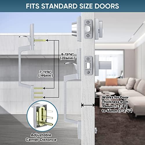 TICONN Satin Chrome Door Handle Set with Deadbolt