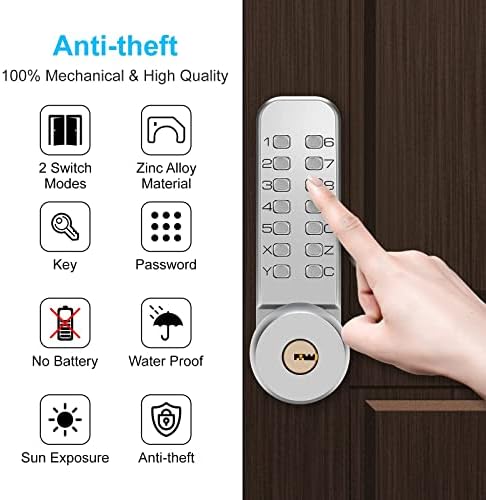 Mechanical Keyless Door Lock with Dual-Use Password Easy Install