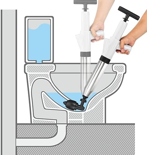 High-Pressure Stainless Steel Toilet Plunger with Real-Time Barometer 4 Heads