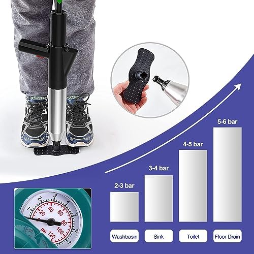 High-Pressure Stainless Steel Toilet Plunger with Real-Time Barometer 4 Heads