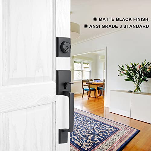 Secure Modern Front Door Handle Set for Home Commercial Use