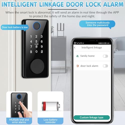 MDHAND Smart Fingerprint Deadbolt Lock Keyless Entry Front Door Security