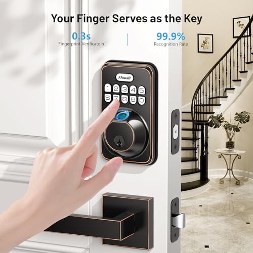 Zowill Fingerprint Door Lock Set - Biometric Entry System with 2 Handles