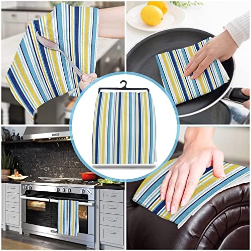 Perfect Kitchen Essentials Yellow Blue Stripe Microfiber Towels